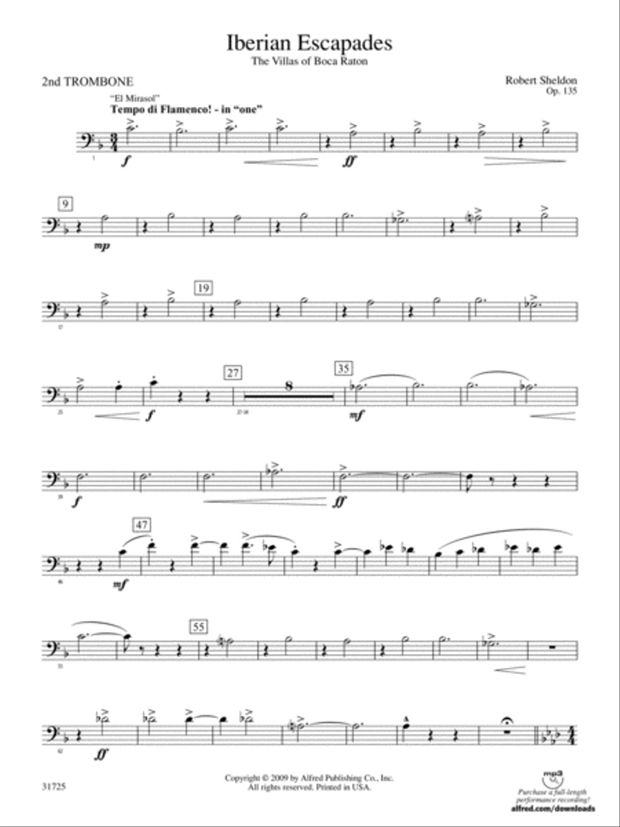 Iberian Escapades: 2nd Trombone Concert Band scores gallery preview page 1