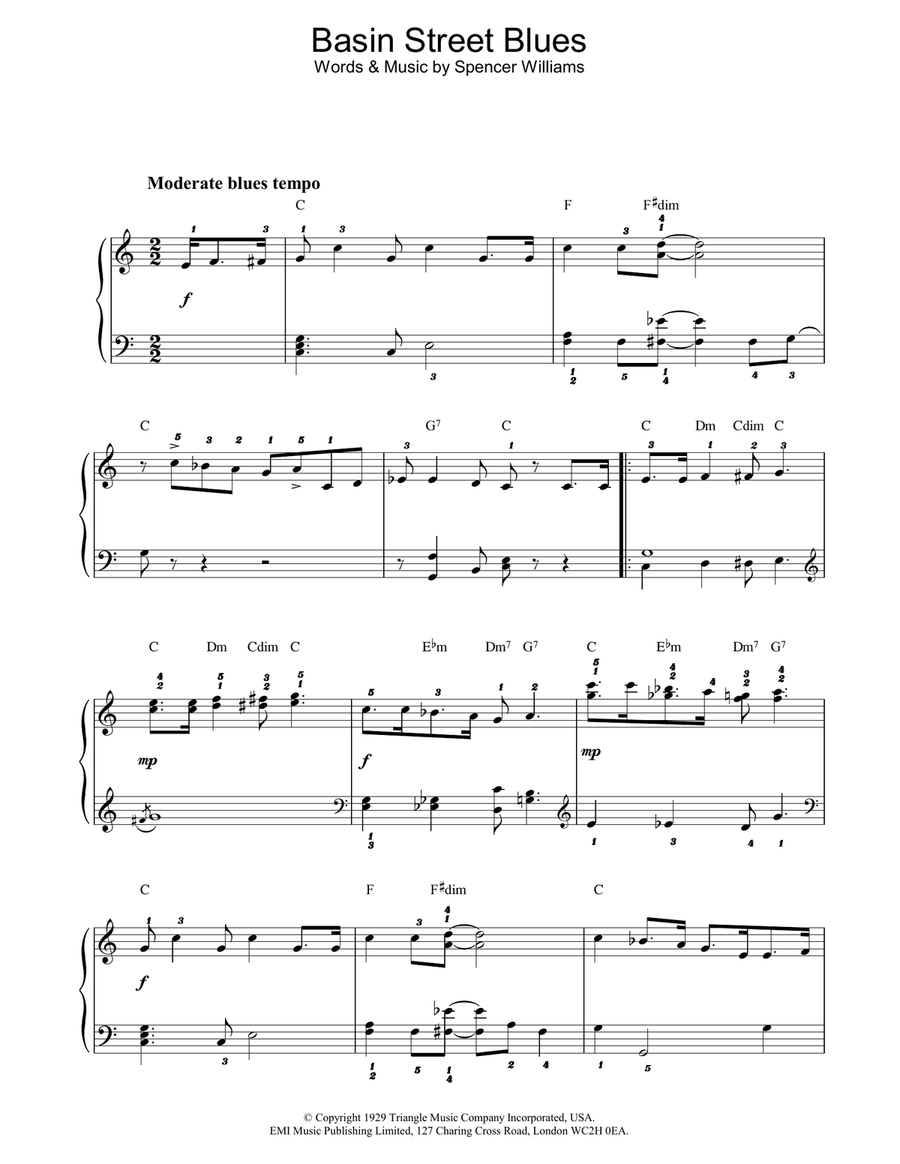 Basin Street Blues Piano Solo scores gallery preview page 1