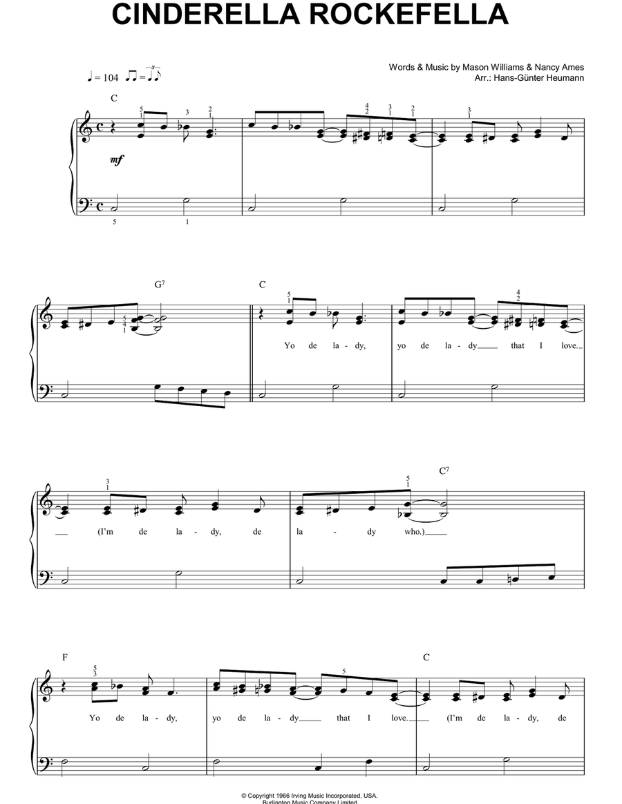 Cinderella Rockefella Cinderella Rockefella Easy Piano scores gallery preview page 1