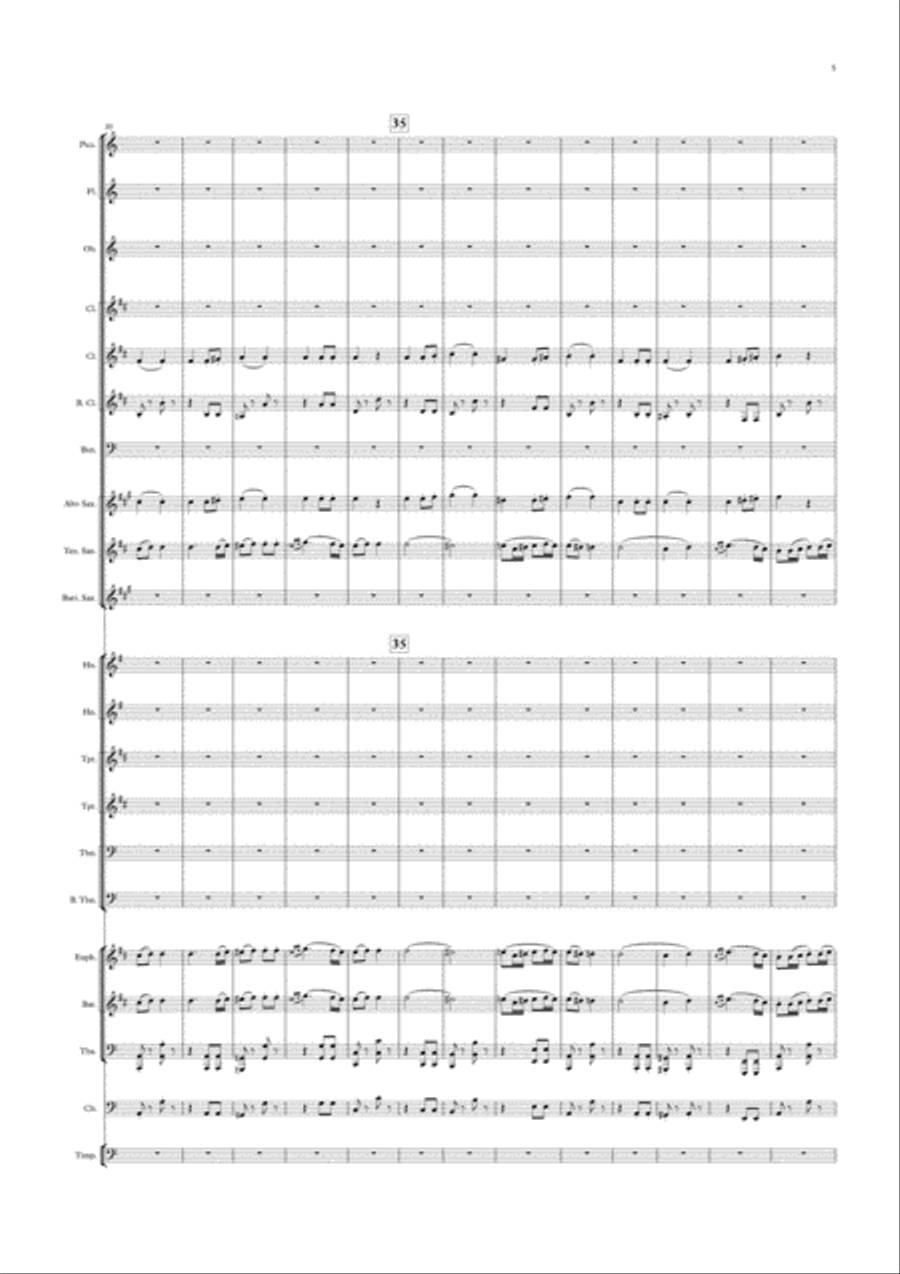 Symphony No.7 in A Major, Op.92, Movement II, Allegretto Concert Band scores gallery preview page 5