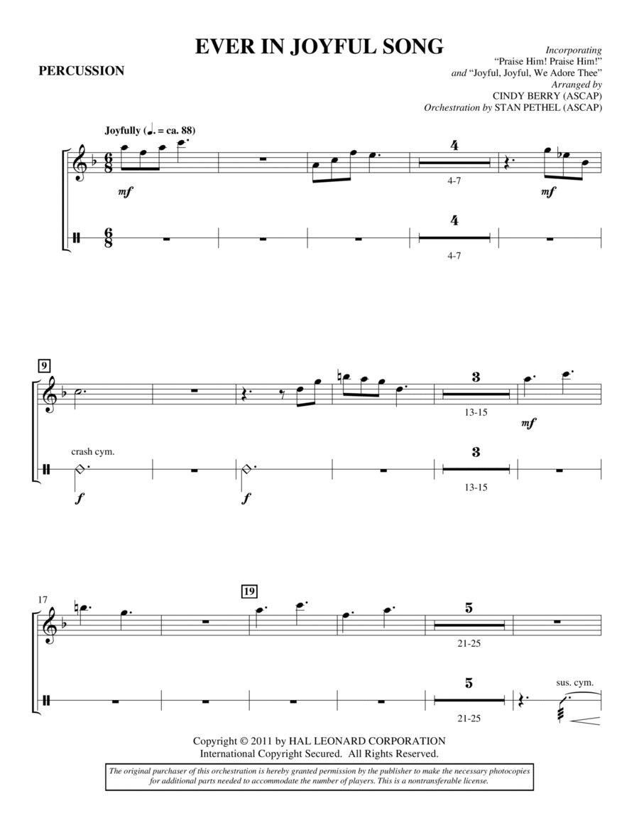 Ever In Joyful Song - Percussion 1 & 2 Choir scores gallery preview page 1