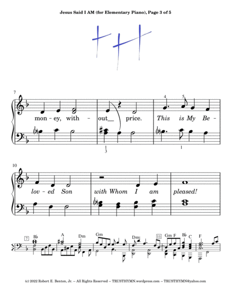 Jesus Said I AM (arranged for Elementary Piano) image number null