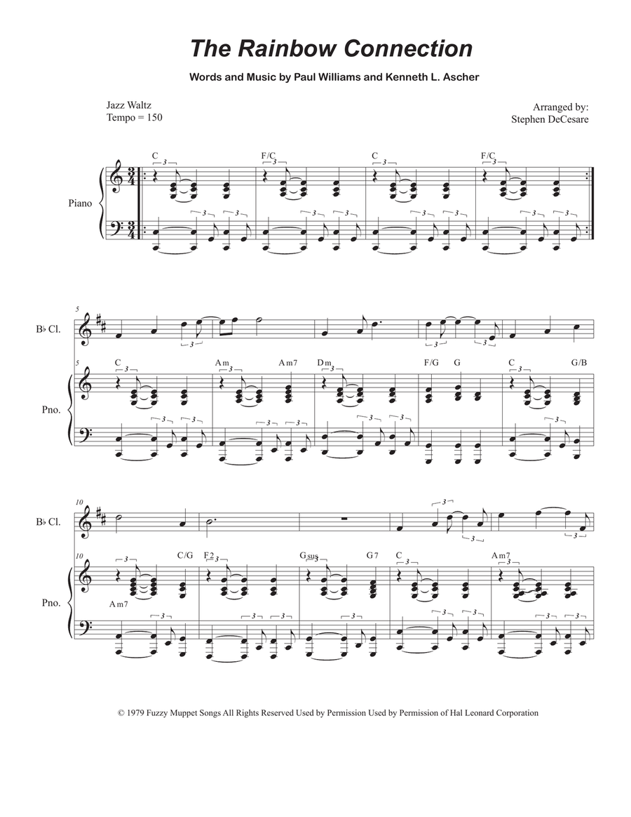 The Rainbow Connection Clarinet Solo scores gallery preview page 1