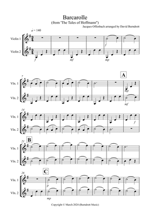 Barcarolle "The Tales of Hoffmann" for Violin Duet