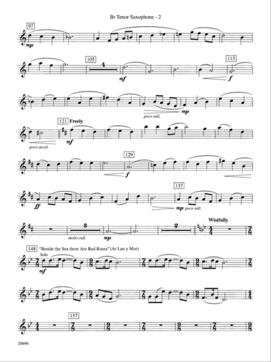 Welsh Ayres & Dances: B-flat Tenor Saxophone Concert Band scores gallery preview page 2