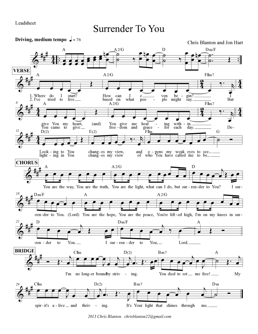 Surrender To You Piano scores gallery preview page 1