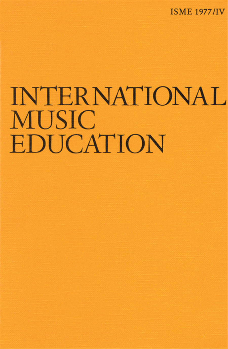 ISME Yearbook IV - 1977