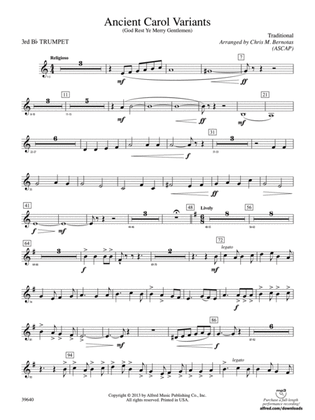 Ancient Carol Variants: 3rd B-flat Trumpet