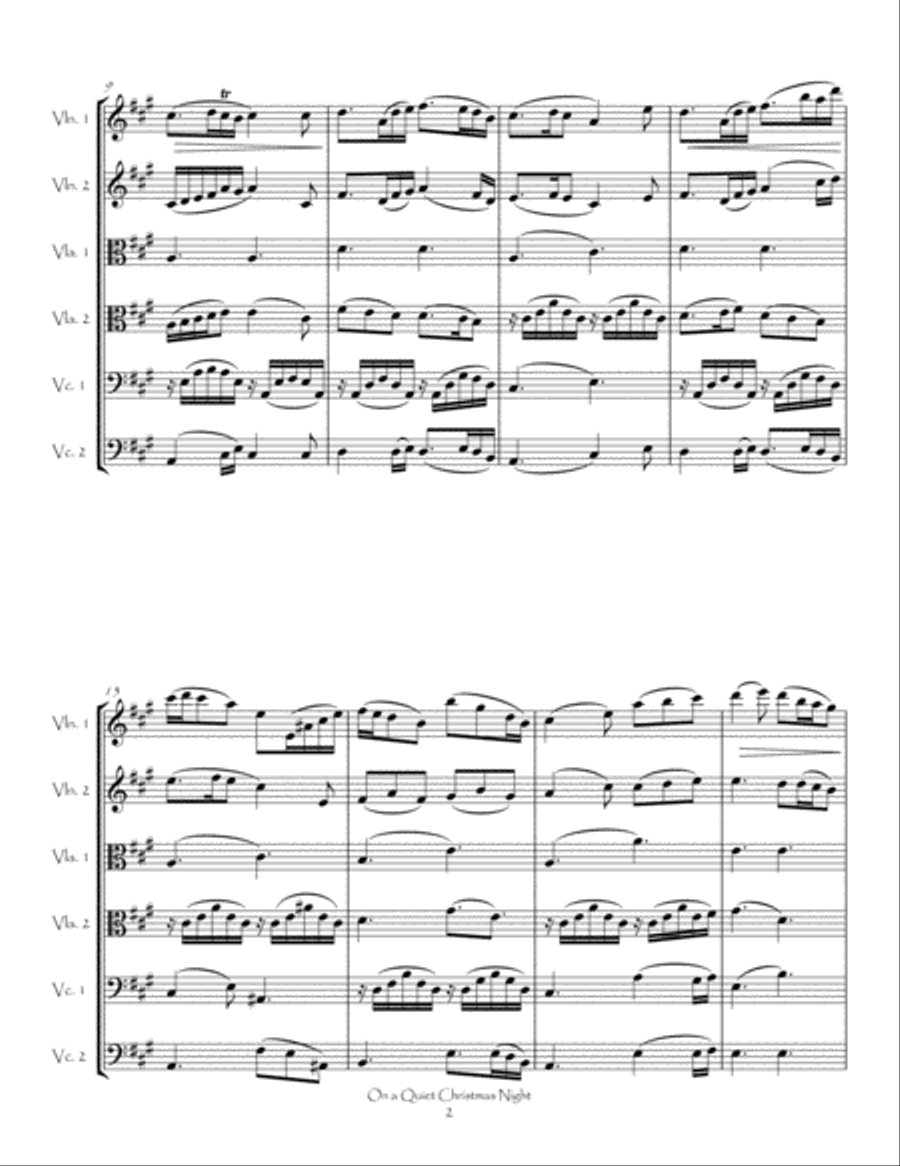 On a Quiet Christmas Night for String Sextet (2 Vln, 2 Vla, & 2 Cellos) String Orchestra scores gallery preview page 4