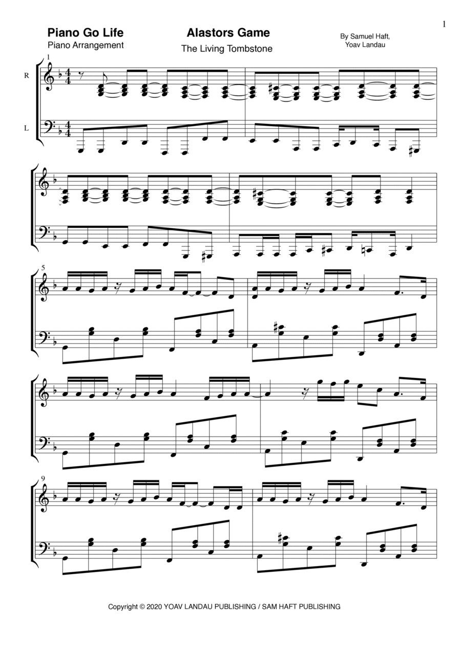 Alastor S Game Piano Solo scores gallery preview page 1