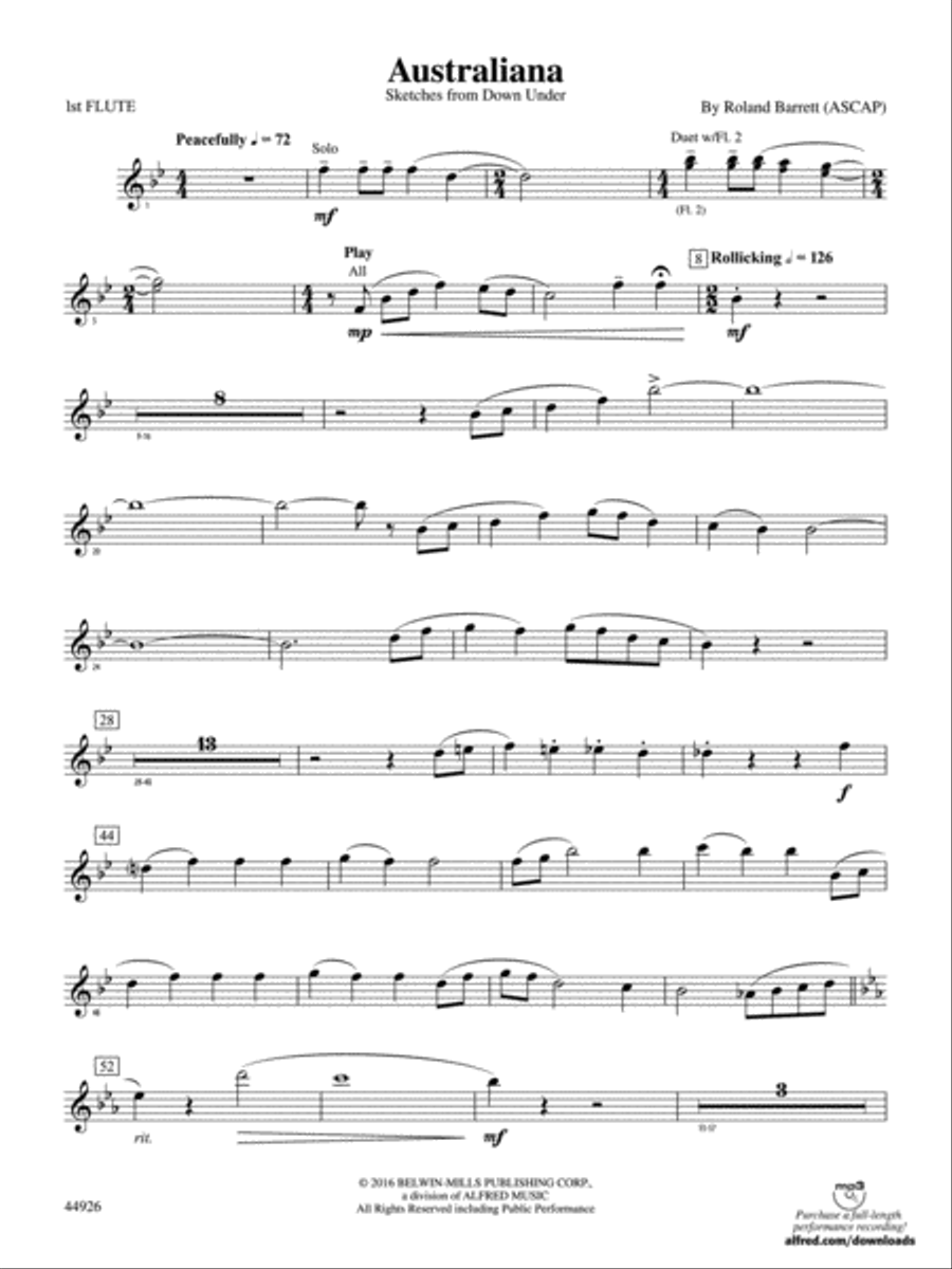 Australiana: Flute Concert Band scores gallery preview page 1