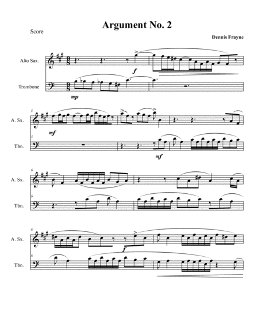 Argument No. 2 Argument No. 2 Trombone Duet scores gallery preview page 1