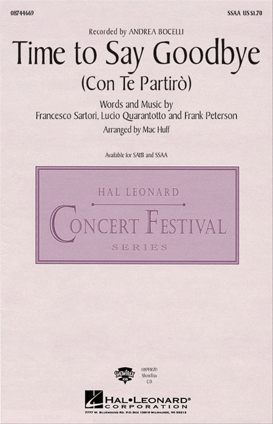 Time to Say Goodbye (Con Te Partiro) SSAA scores gallery preview page 1