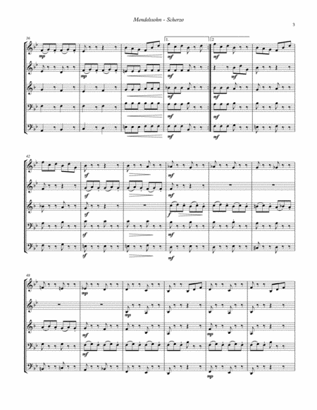 Scherzo Tarantella for Brass Quintet from Op. 102 no. 3 Songs Without Words