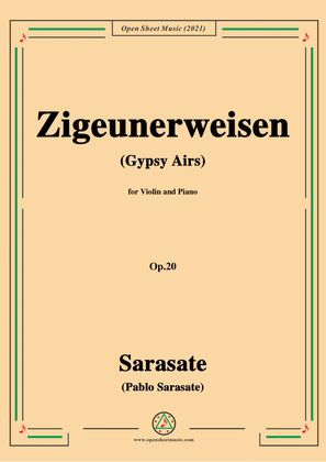 Book cover for Sarasate-Zigeunerweisen(Gypsy Airs),Op.20,for Violin and Piano