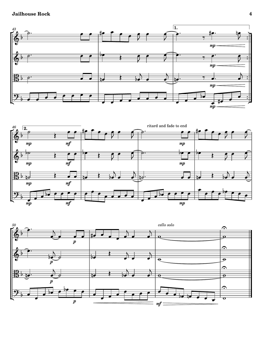 Jailhouse Rock String Quartet scores gallery preview page 4