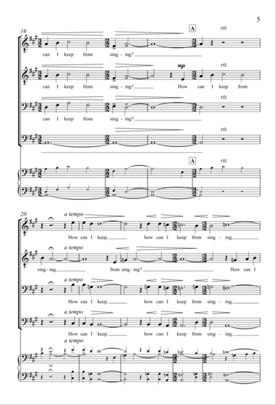How Can I Keep From Singing? TTBB scores gallery preview page 4