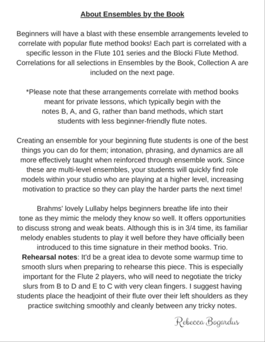 Brahm's Lullaby Flute Duet scores gallery preview page 2