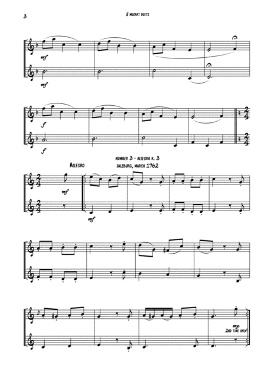 5 Mozart Brass duets 5 Mozart Brass duets Brass Duet scores gallery preview page 3