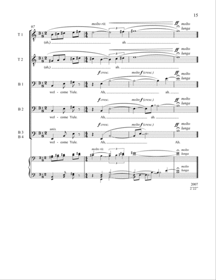 Carols Ancient and New: 5. Welcome Yule TTBB scores gallery preview page 15