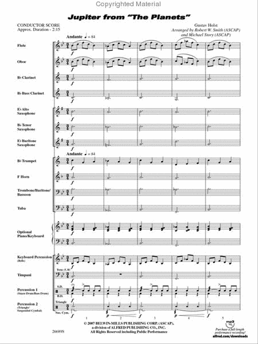 Jupiter (from The Planets) Concert Band scores gallery preview page 2