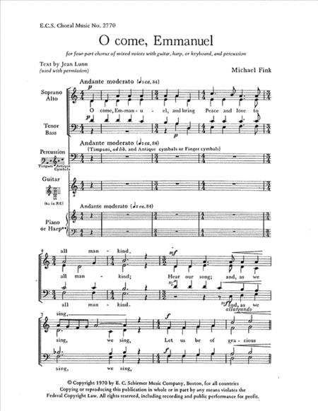 O Come, Emmanuel (Choral Score)