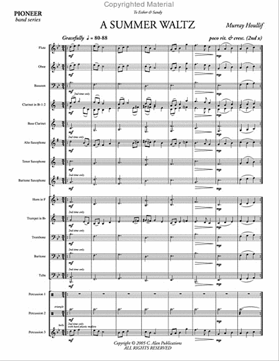 Summer Waltz Summer Waltz Concert Band scores gallery preview page 2