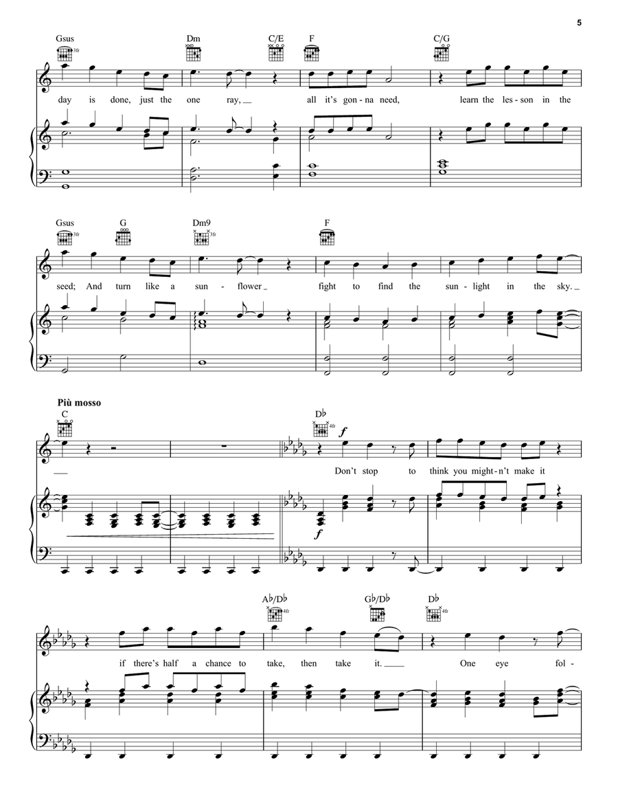 Sunflower (from Calendar Girls the Musical) Piano, Vocal, Guitar scores gallery preview page 5