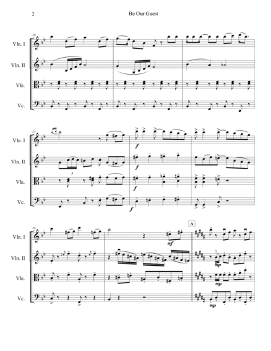Be Our Guest Be Our Guest String Quartet scores gallery preview page 4