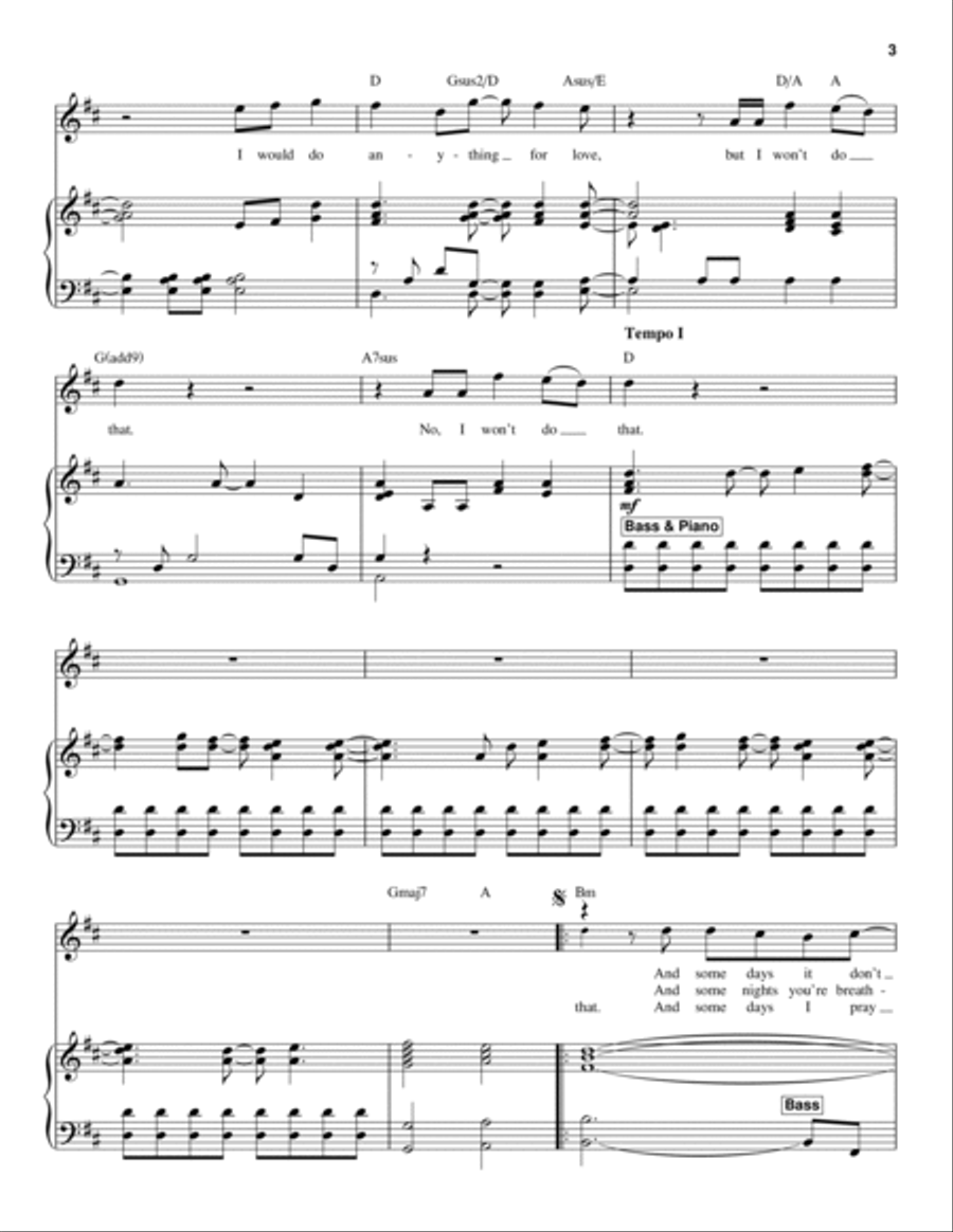 I'd Do Anything For Love (But I Won't Do That) Piano scores gallery preview page 3