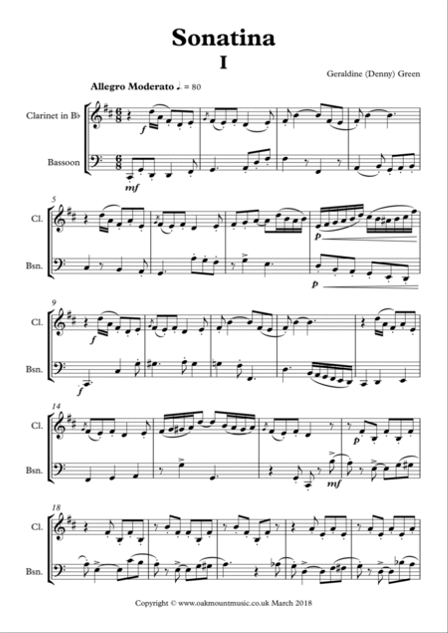 Sonatina For Clarinet And Bassoon Woodwind Duet scores gallery preview page 2