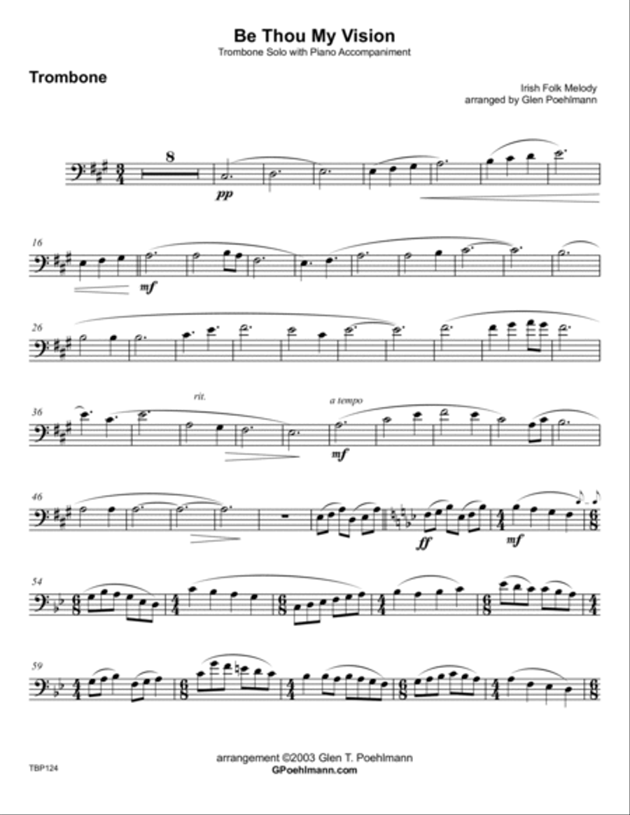 BE THOU MY VISION - TROMBONE SOLO with Piano Accompaniment image number null