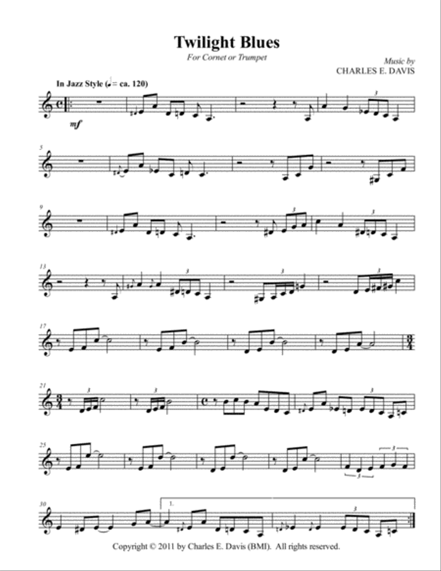 Twilight Blues - Trumpet and Piano Jazz Ensemble scores gallery preview page 3