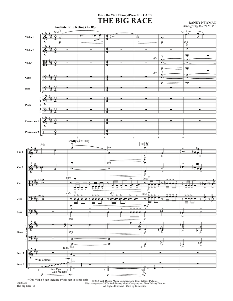 The Big Race (from Cars) - Full Score Orchestra scores gallery preview page 2