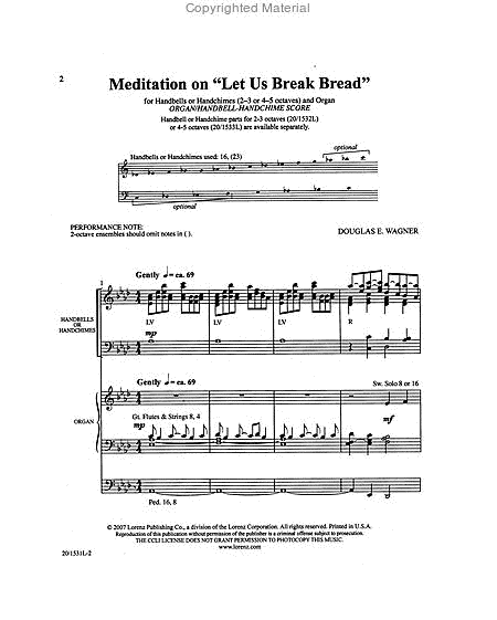 Meditation on "Let Us Break Bread" - Organ and Handbell/Handchime Score image number null