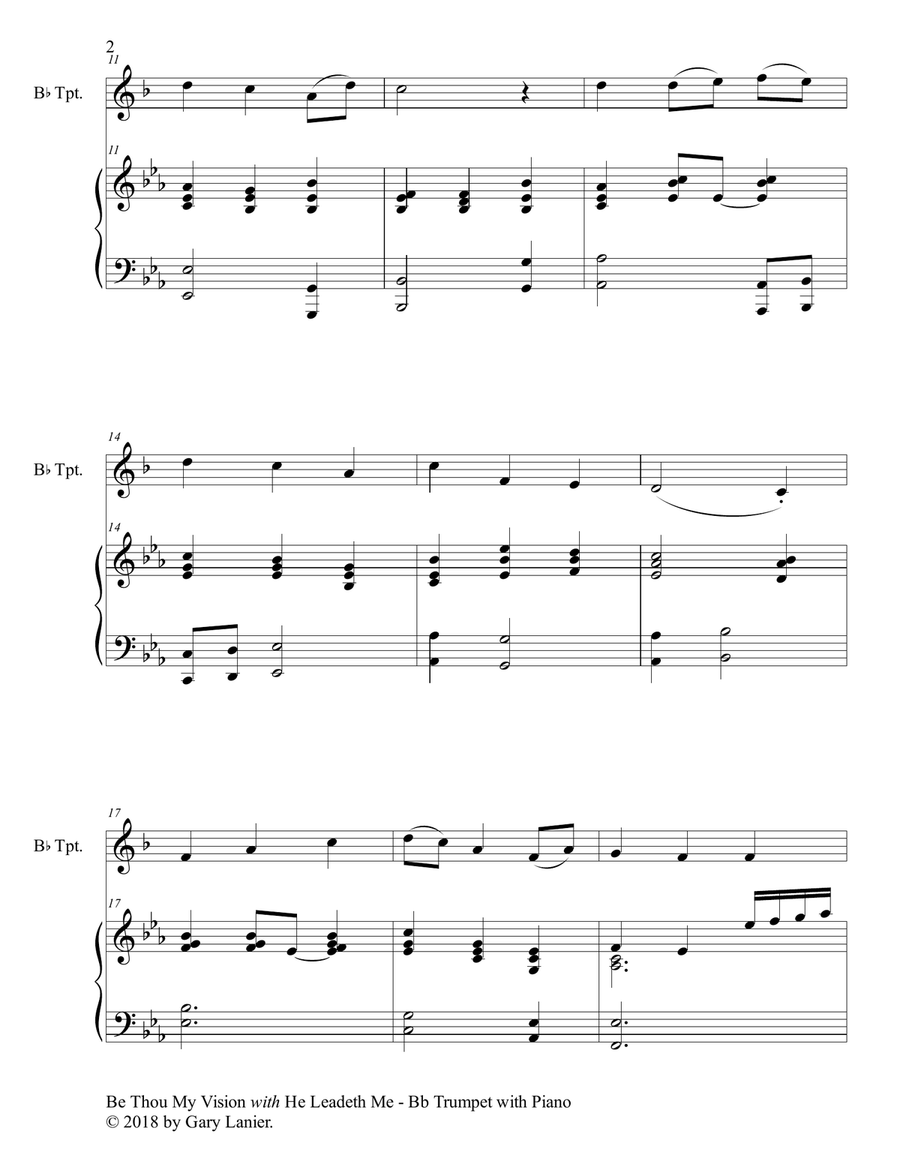 BE THOU MY VISION with HE LEADETH ME (Bb Trumpet with Piano - Instrument Part included) B-Flat Trumpet scores gallery preview page 3