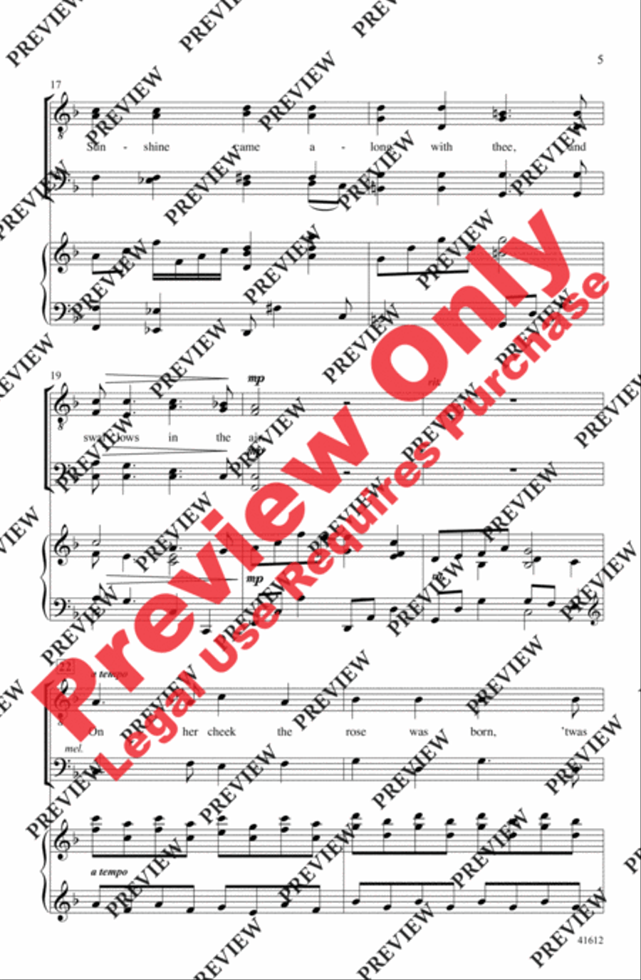 Aura Lee Aura Lee Men's Choir scores gallery preview page 4