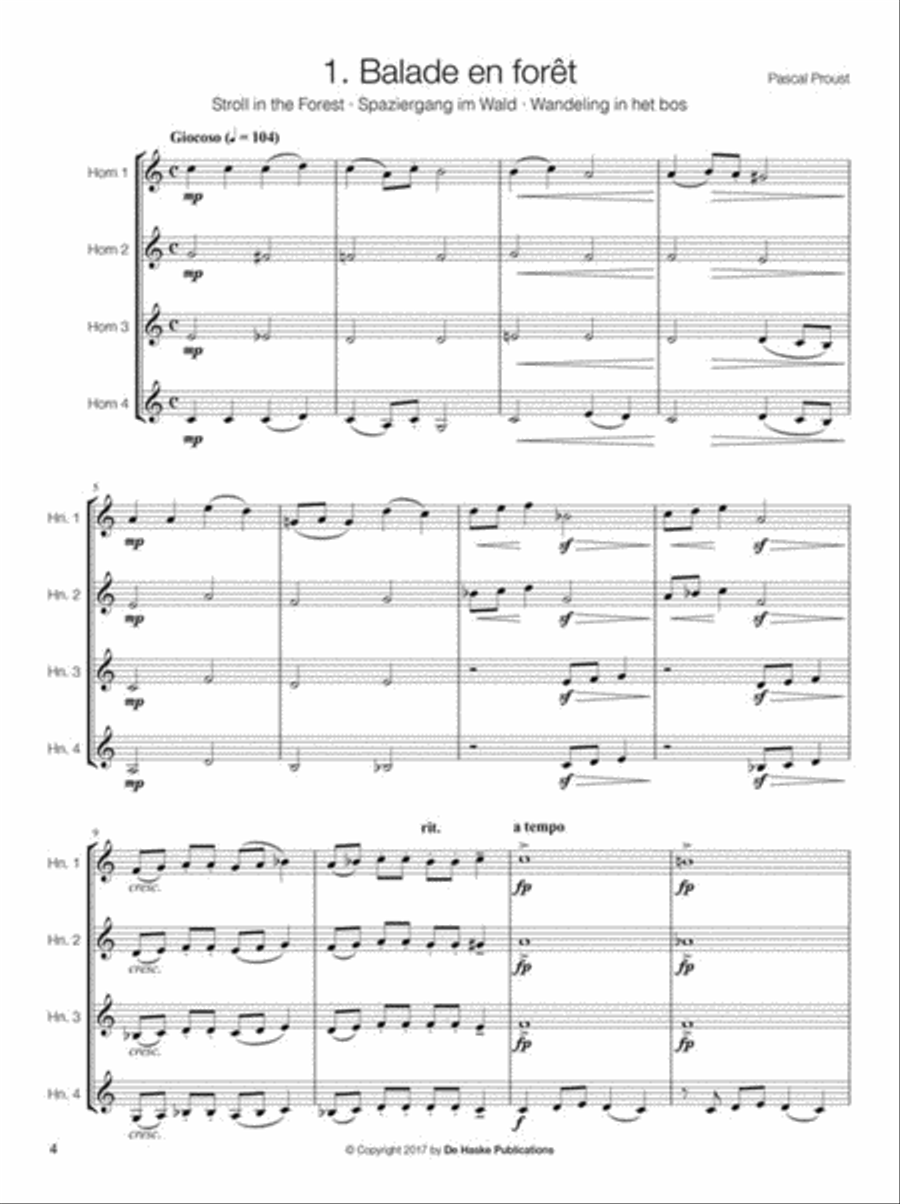 14 Intermediate Horn Quartets French Horn Quartet scores gallery preview page 3