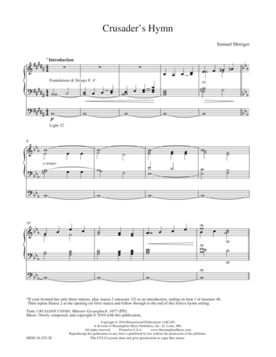 Crusader's Hymn Choir scores gallery preview page 1