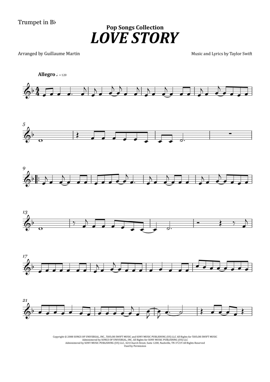 Love Story Love Story B-Flat Trumpet scores gallery preview page 1