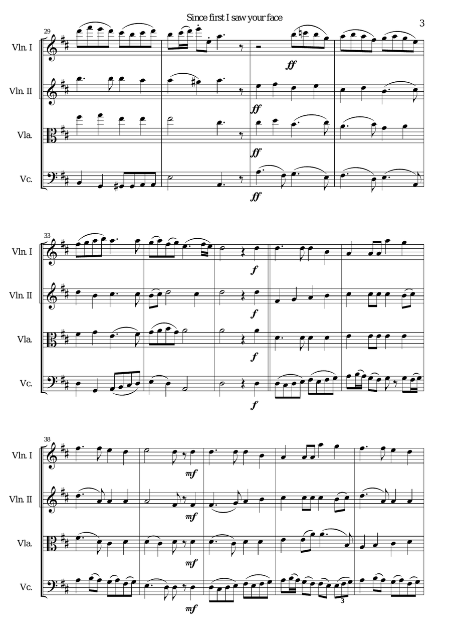 Since first I saw your face (with variations) for string quartet String Quartet scores gallery preview page 3