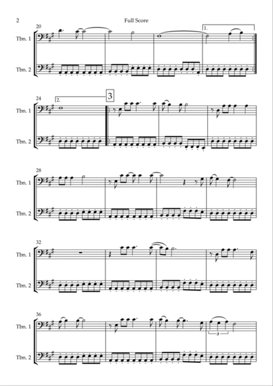 City Of Blinding Lights Trombone Duet scores gallery preview page 2