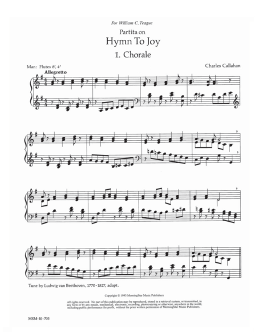 Partita on Hymn to Joy Organ scores gallery preview page 1