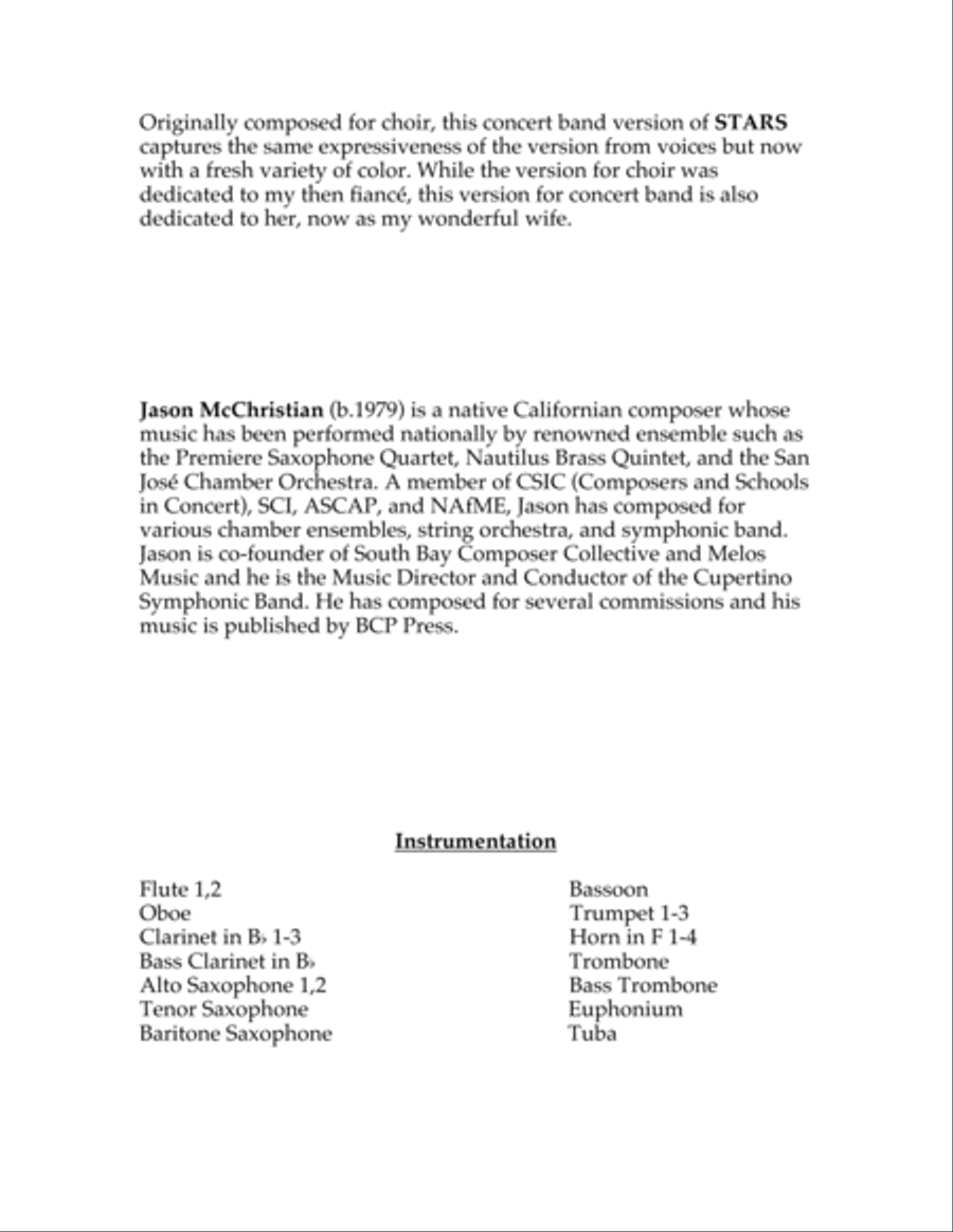 Stars - for Concert Band Stars - for Concert Band Concert Band scores gallery preview page 3