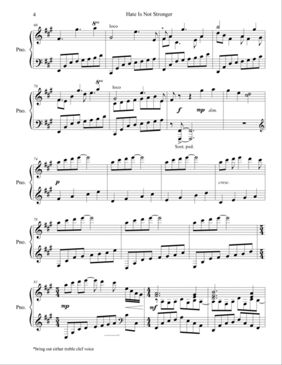 Hate Is Not Stronger Piano Solo scores gallery preview page 4