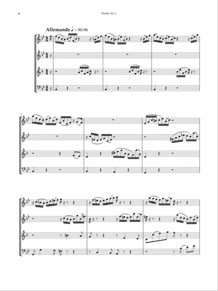Partita No. 1 in B-Flat Major, BWV 825 Woodwind Ensemble scores gallery preview page 6