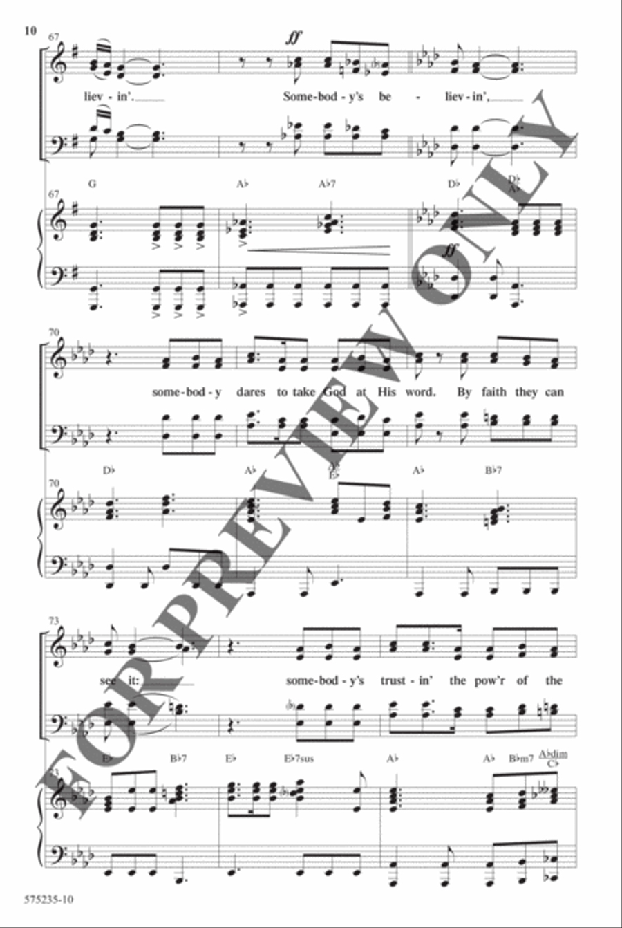 Somebody's Believing - Anthem Choir scores gallery preview page 10