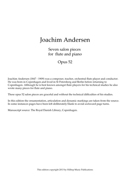 Andersen Seven Salon Pieces for Flute and Piano Op. 52