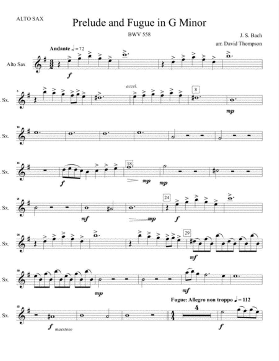Prelude and Fugue in G Minor Woodwind Quartet scores gallery preview page 5