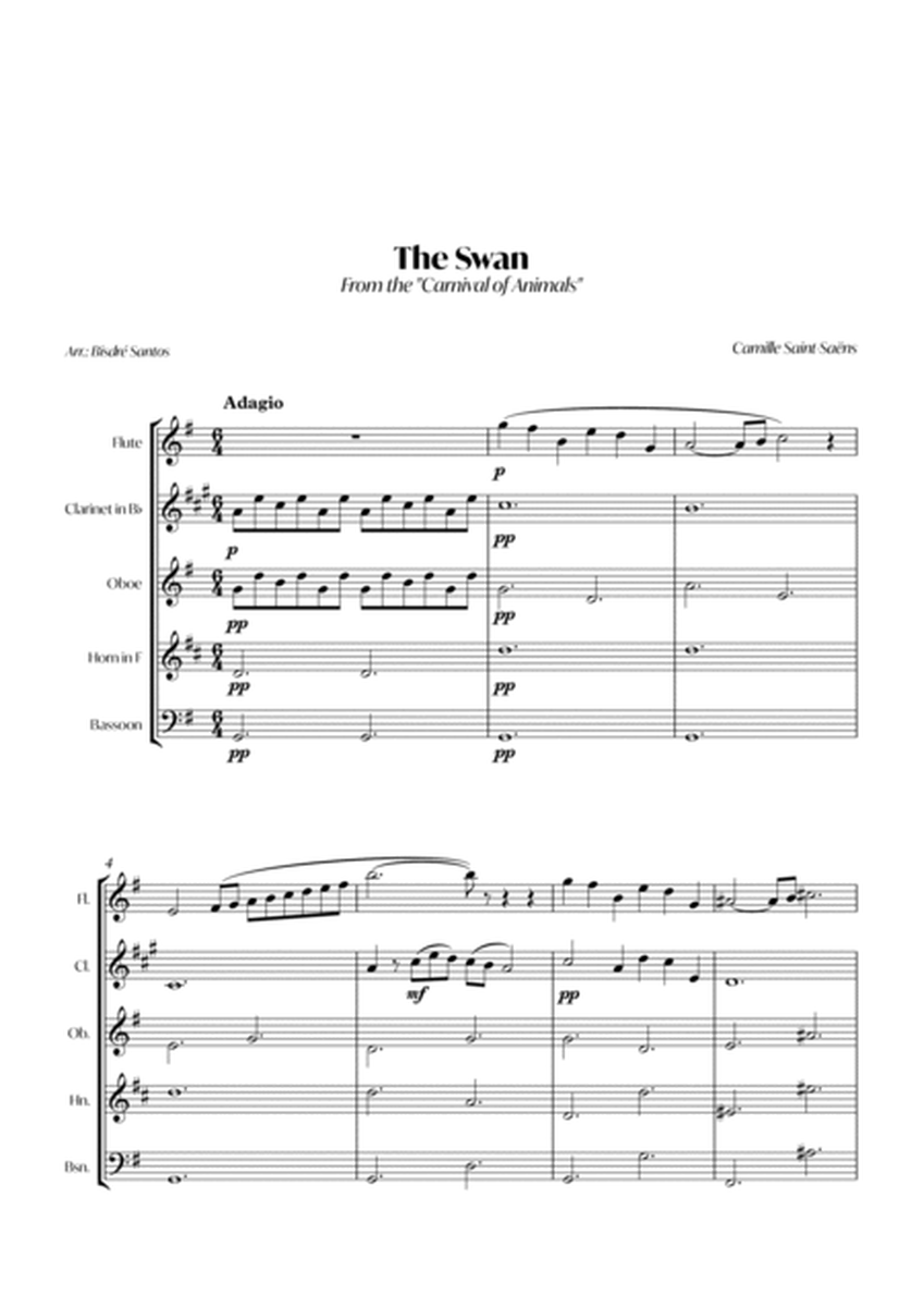 The Swan (C. Saint-Saëns) - Woodwind quintet - Score and parts image number null